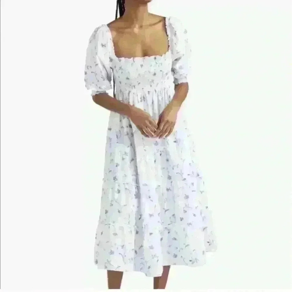 NWOT Hill House Nesli Nap Dress in Blue Botanical